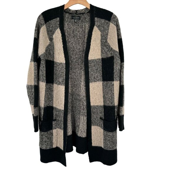Lucky Brand Women's buffalo Plaid Open Cardigan Sweater size Medium wool blend - Picture 2 of 10